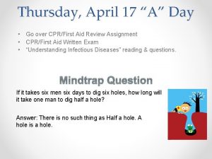 Thursday April 17 A Day Go over CPRFirst