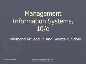 Management Information Systems 10e Raymond Mc Leod Jr