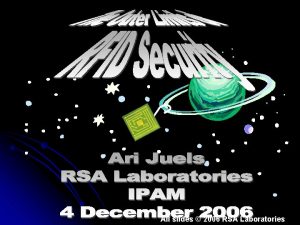 All slides 2006 RSA Laboratories RFID RadioFrequency IDentication
