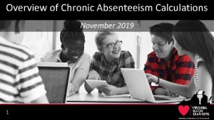 Overview of Chronic Absenteeism Calculations November 2019 1