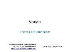 Visuals The voice of your paper Be Published