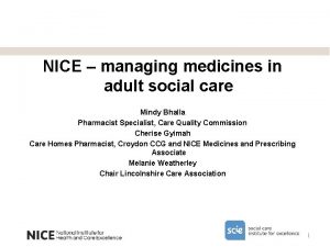 NICE managing medicines in adult social care Mindy