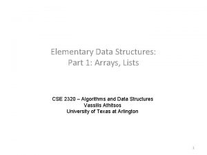 Elementary Data Structures Part 1 Arrays Lists CSE