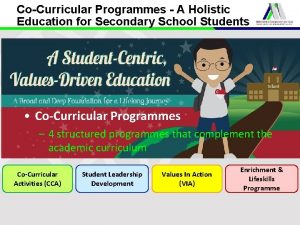 CoCurricular Programmes A Holistic Education for Secondary School