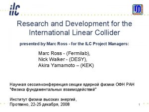 Research and Development for the International Linear Collider