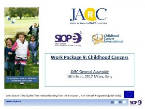 Work Package 9 Childhood Cancers For a Brighter