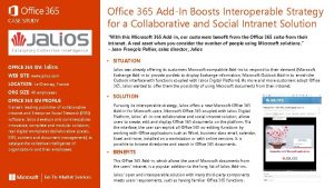 Office 365 AddIn Boosts Interoperable Strategy for a