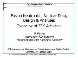 Forschungszentrum Karlsruhe Technik und Umwelt Fusion Neutronics Nuclear