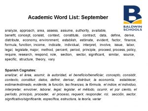 Academic Word List September analyze approach area assess