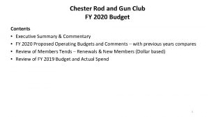 Chester Rod and Gun Club FY 2020 Budget