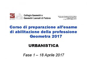 Corso di preparazione allesame di abilitazione della professione