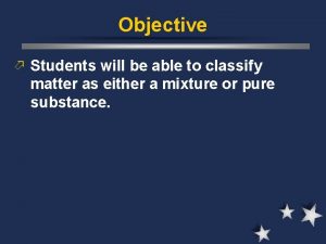 Objective Students will be able to classify matter