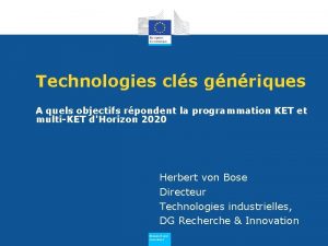 Technologies cls gnriques A quels objectifs rpondent la