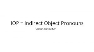 IOP Indirect Object Pronouns Spanish 2 review IOP