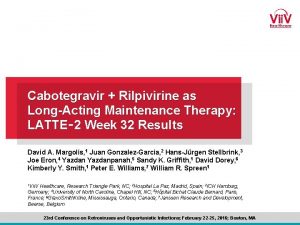 Cabotegravir Rilpivirine as LongActing Maintenance Therapy LATTE 2