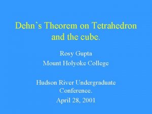 Dehns Theorem on Tetrahedron and the cube Rosy