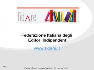 Federazione Italiana degli Editori Indipendenti www fidare it