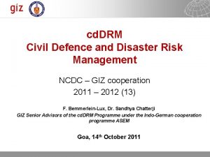 cd DRM Civil Defence and Disaster Risk Management