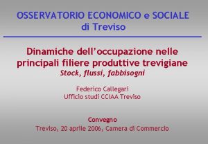 OSSERVATORIO ECONOMICO e SOCIALE di Treviso Dinamiche delloccupazione