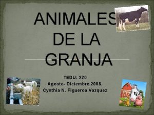 ANIMALES DE LA GRANJA TEDU 220 Agosto Diciembre