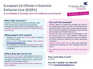 European Certificate in Essential Palliative Care ECEPC 8