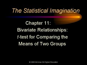 The Statistical Imagination Chapter 11 Bivariate Relationships ttest