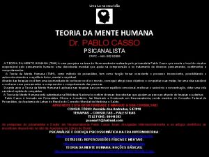 Uma luz na escurido TEORIA DA MENTE HUMANA