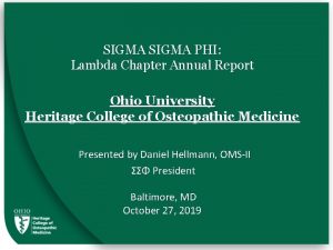 SIGMA PHI Lambda Chapter Annual Report Ohio University