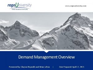 www regouniversity com Clarity Educational Community Demand Management