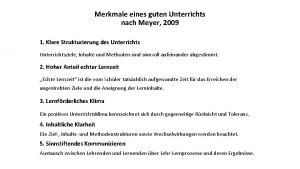 Merkmale eines guten Unterrichts nach Meyer 2009 1