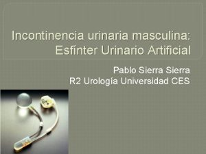 Incontinencia urinaria masculina Esfnter Urinario Artificial Pablo Sierra