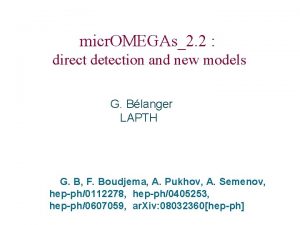 micr OMEGAs2 2 direct detection and new models