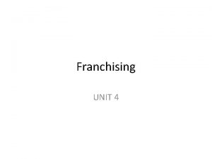 Franchising UNIT 4 CONTENTS Key Vocabulary Franchising Language