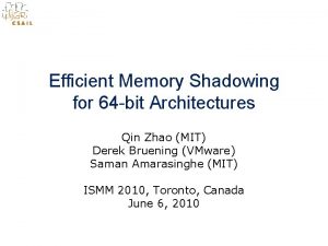 Efficient Memory Shadowing for 64 bit Architectures Qin