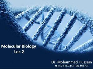 Molecular Biology Lec 2 Dr Mohammed Hussein M