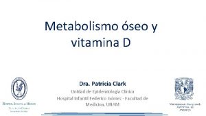 Metabolismo seo y vitamina D Dra Patricia Clark