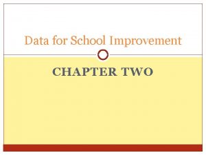 Data for School Improvement CHAPTER TWO Effective School