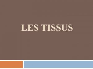 LES TISSUS Les tissus Plan Introduction Les tissus