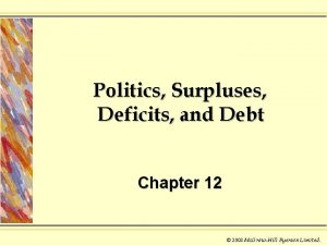 Politics Surpluses Deficits and Debt Chapter 12 2003