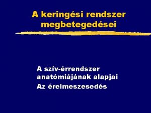 A keringsi rendszer megbetegedsei A szvrrendszer anatmijnak alapjai