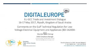 EUGCC Trade and Investment Dialogue 16 17 May