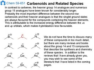 Chem 59 651 Carbenoids and Related Species In