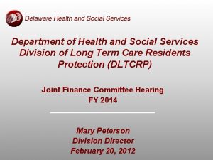 Department of Health and Social Services Division of