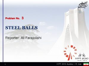 STEEL BALLS Reporter Ali Farajollahi 1 IYPT 2010