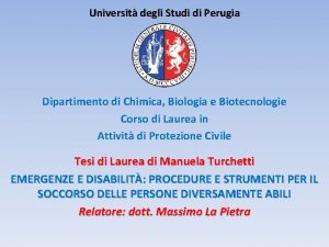 Universit degli Studi di Perugia Dipartimento di Chimica