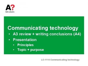 Communicating technology A 3 review writing conclusions A
