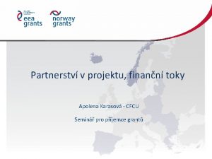 Partnerstv v projektu finann toky Apolena Karasov CFCU