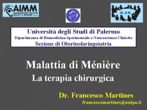 Universit degli Studi di Palermo Dipartimento di Biomedicina