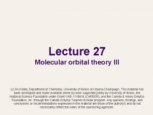 Lecture 27 Molecular orbital theory III c So