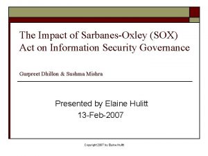 The Impact of SarbanesOxley SOX Act on Information